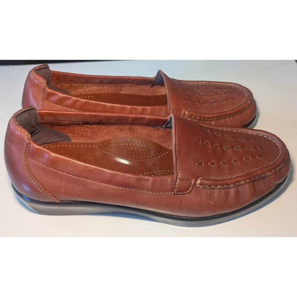 SAS Shoes Womens Size 10W Brown Leather Tripad Comfort Loafers Slip On